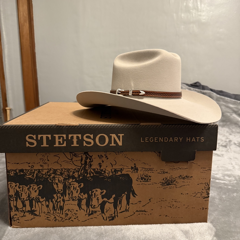 Stetson Cream Cowboy Hat with Brown Band